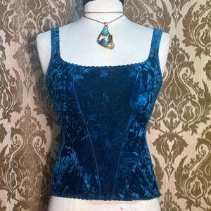 Marciano by Guess: Teal Blue crushed velvet corset